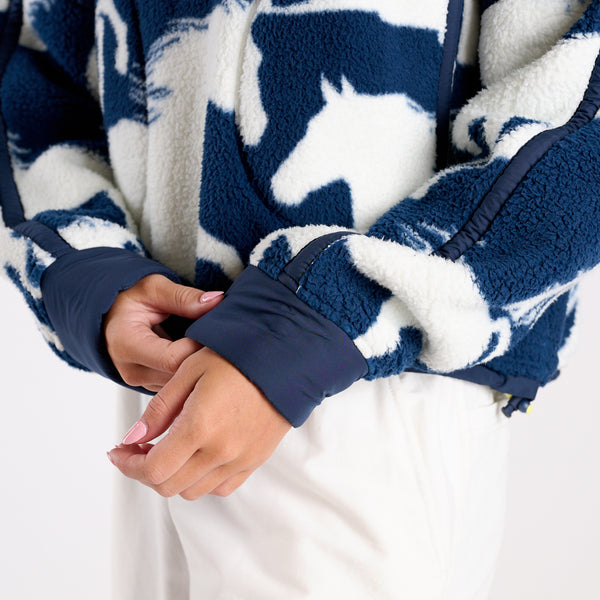 FP Movement Printed Mountain High Half Zip Pullover in Wild Horses Navy