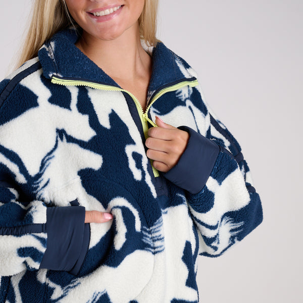FP Movement Printed Mountain High Half Zip Pullover in Wild Horses Navy