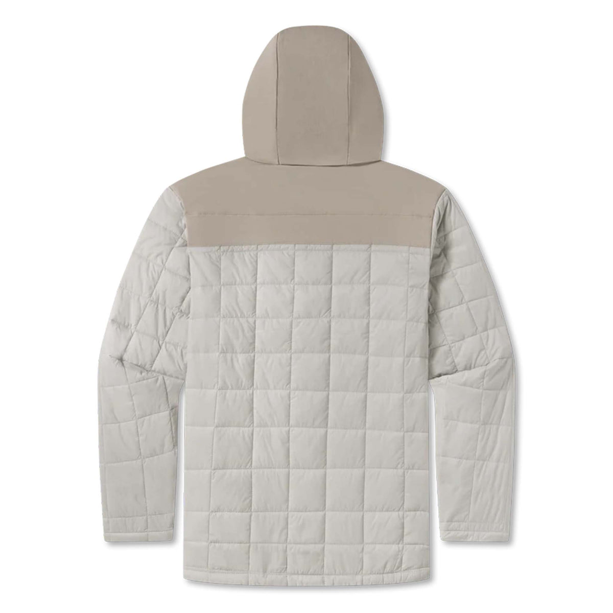 Quilted jacket with a hood on a white background
