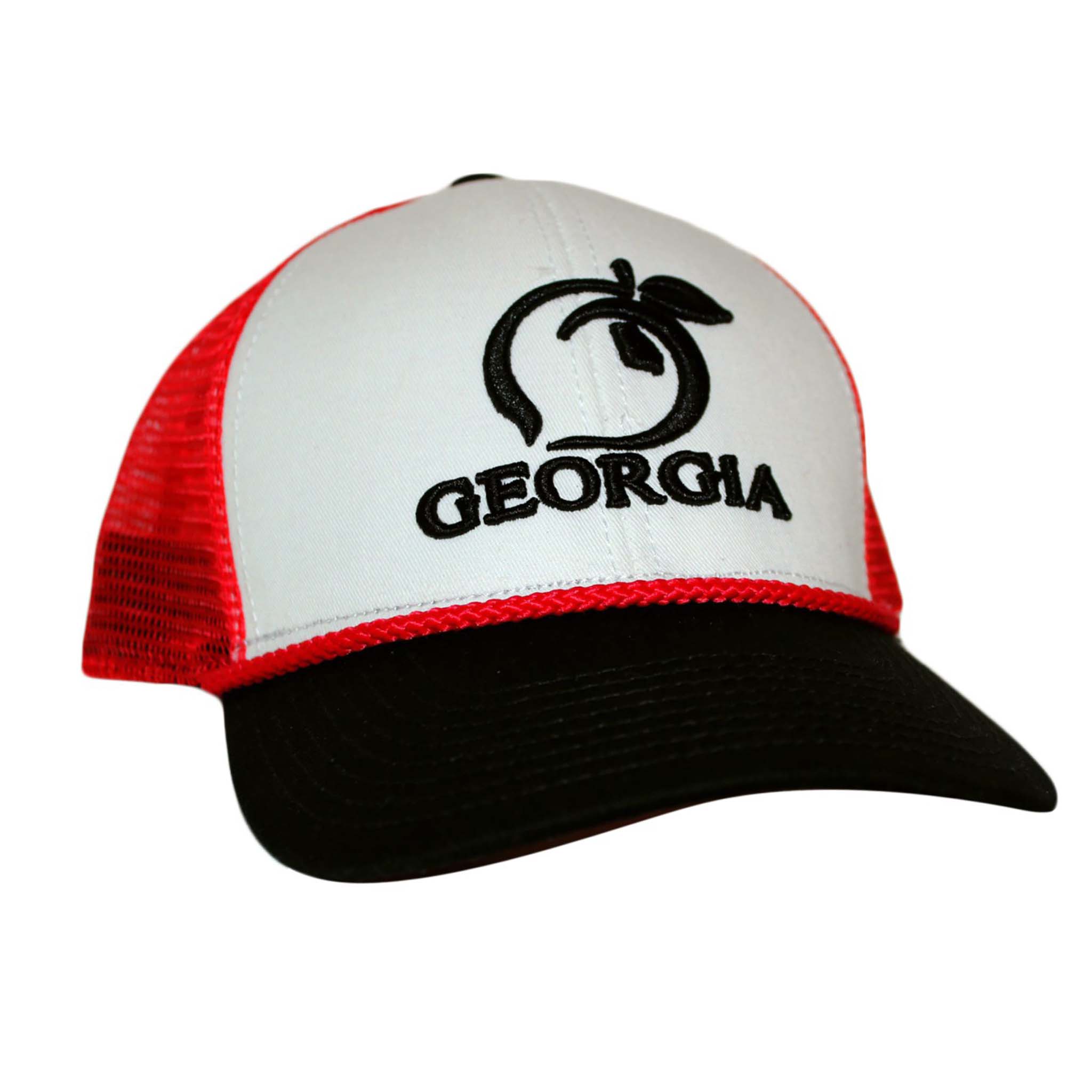 Georgia Mesh Back Trucker Hat in Red and Black