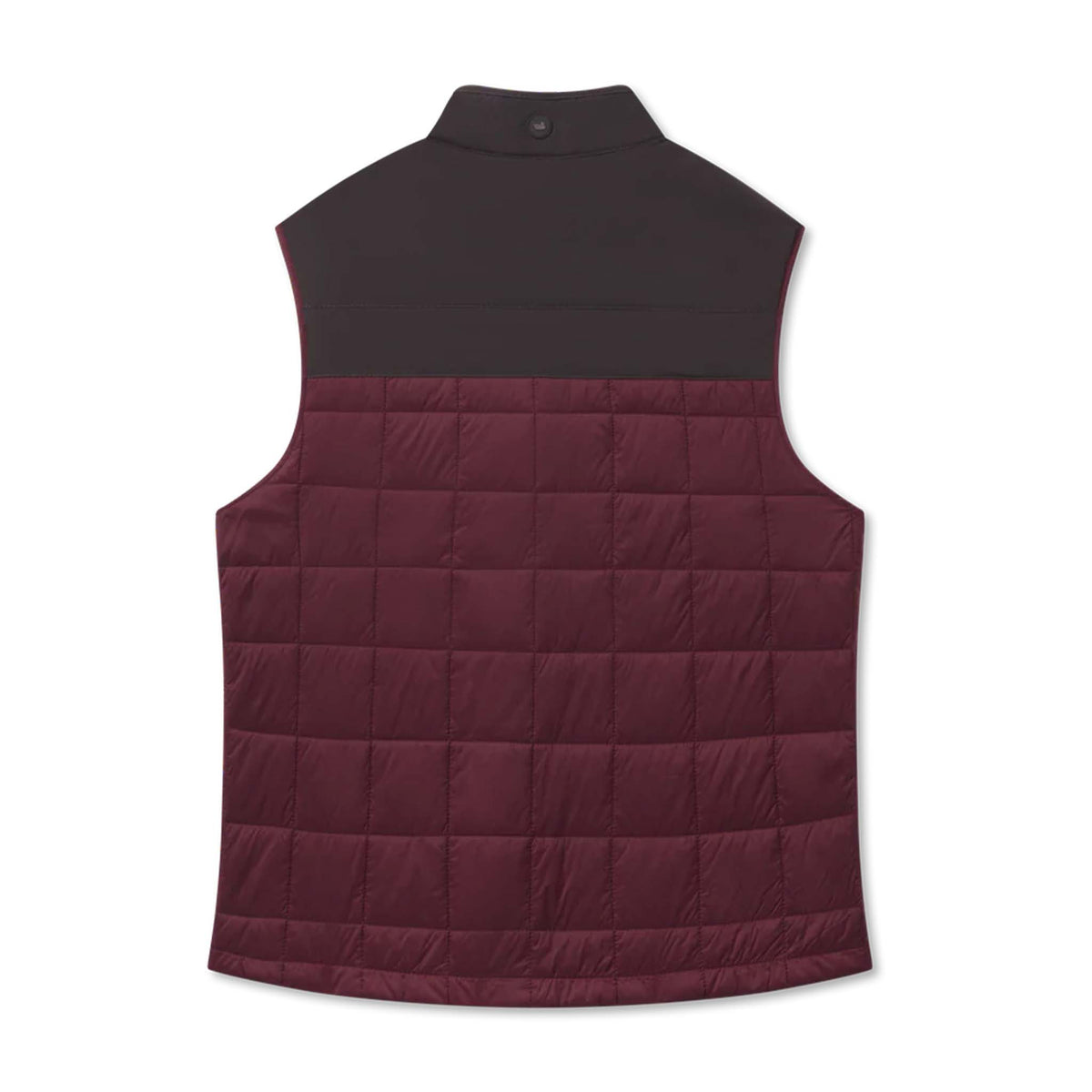 Maroon puffer vest on a white background