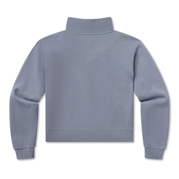 Flat lay of SEAWASH™ Vintage 1/4 zip crewneck in 100% cotton featuring ribbed trim, front ring-pull zipper, and embroidered Southern Marsh logo on chest with duck logo on neck.