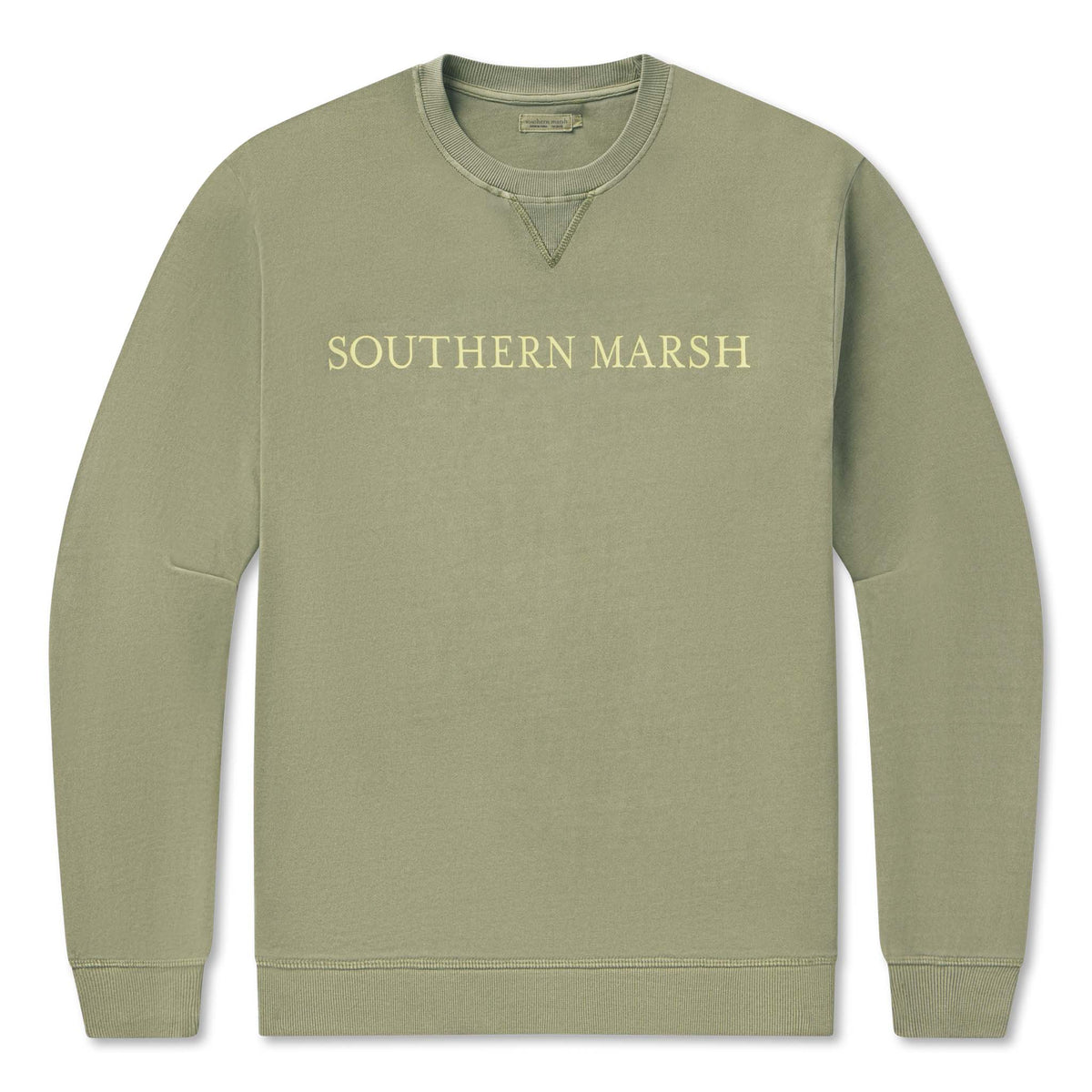SEAWASH™ Crewneck Sweatshirt in brigade olive. Flat lay front view