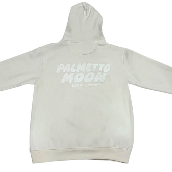 Palm Puff Hoodie in Vanilla Ice and White
