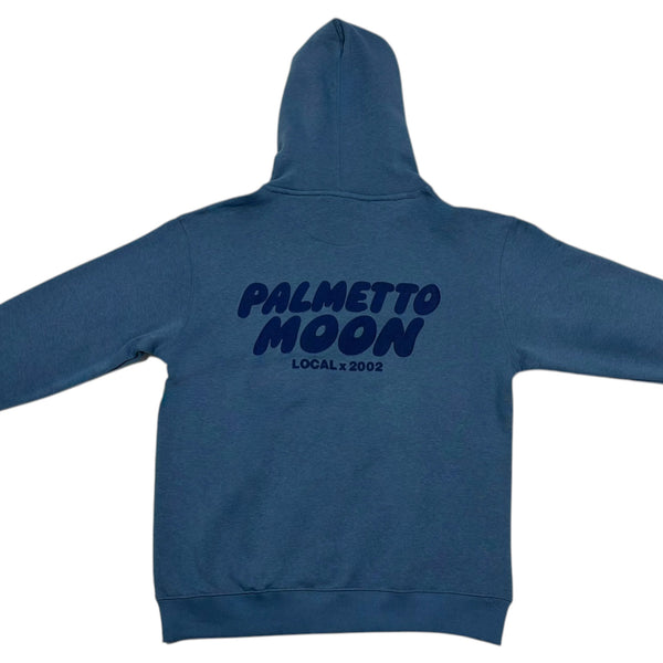 Palm Puff Hoodie in Coronet Blue and Navy