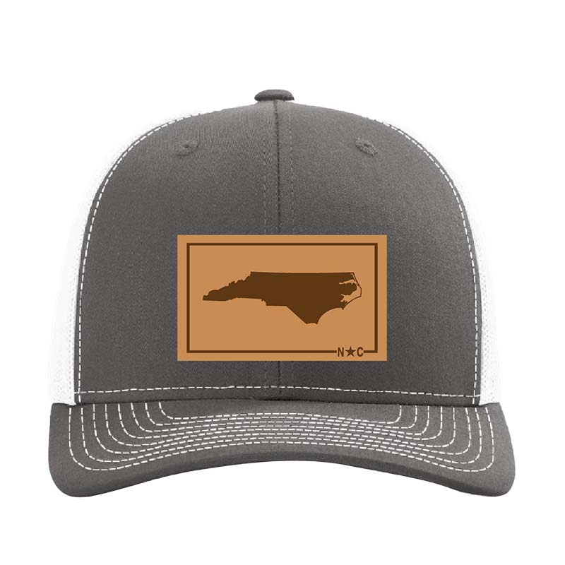 North Carolina Outline Trucker in Charcoal and White
