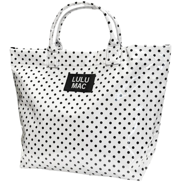 Lulu Mac Plastic Coated Tote Bag in White and Black