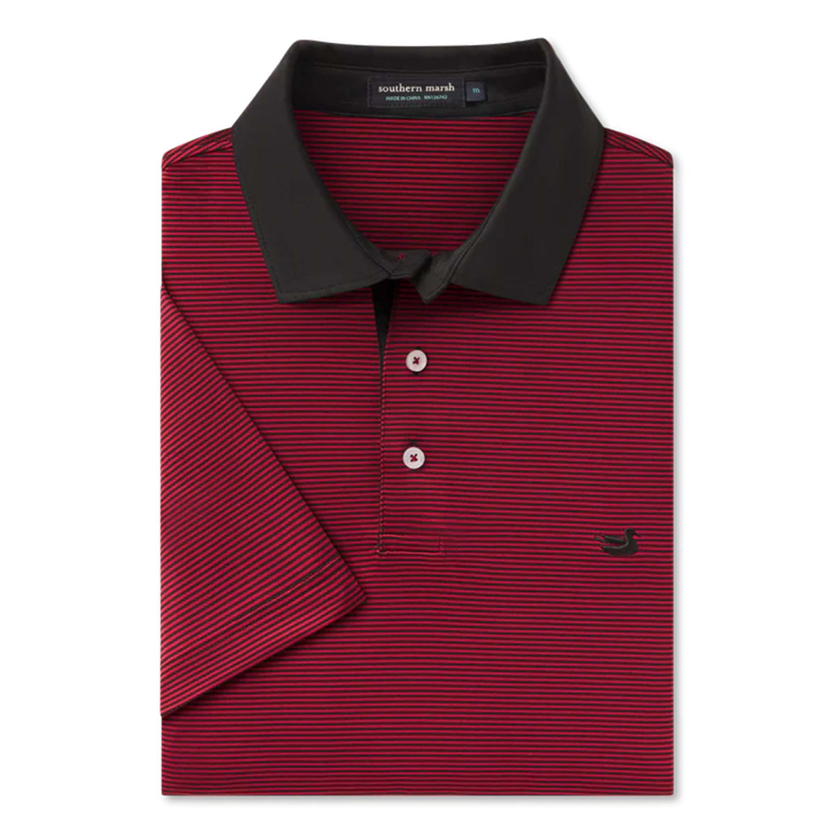 southern marsh Bermuda Hampton Stripe Polo in Garnet and Black