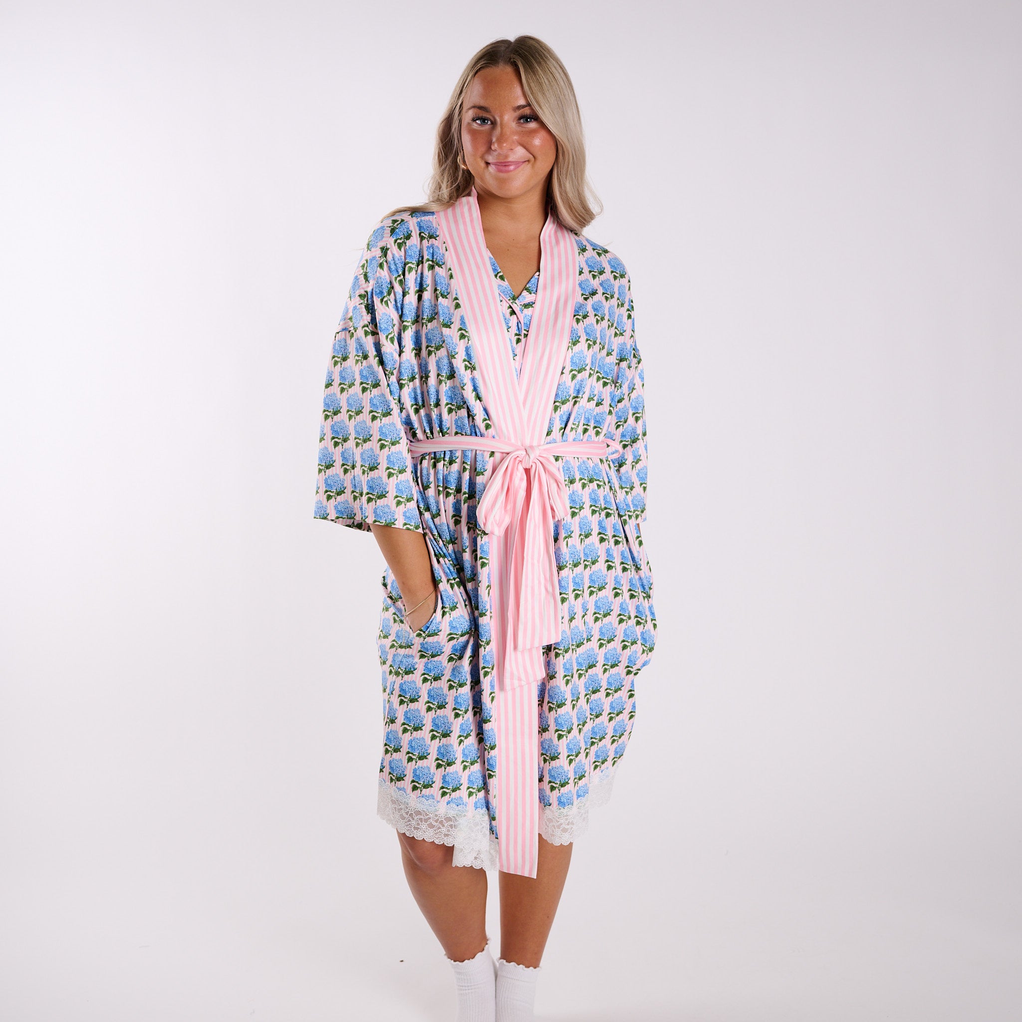 Simply Southern Hydrangea Stripe Robe | Palmetto Moon