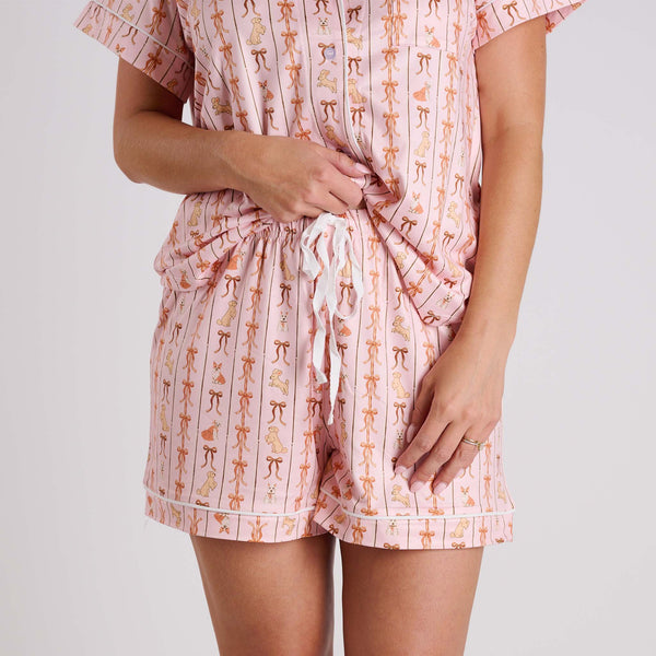Bow & Puppy Pajama Set