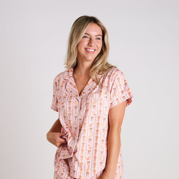 Bow & Puppy Pajama Set