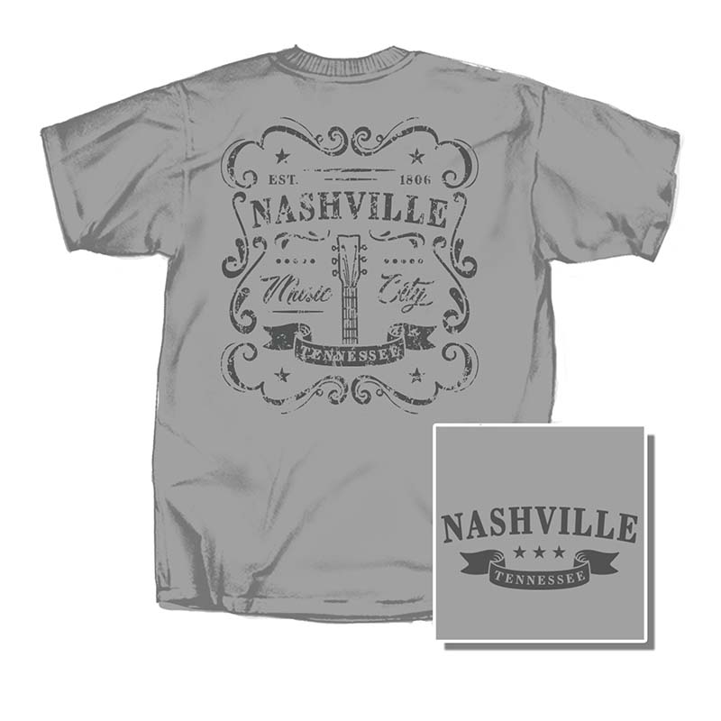 Nashville Music City Label Short Sleeve T-Shirt