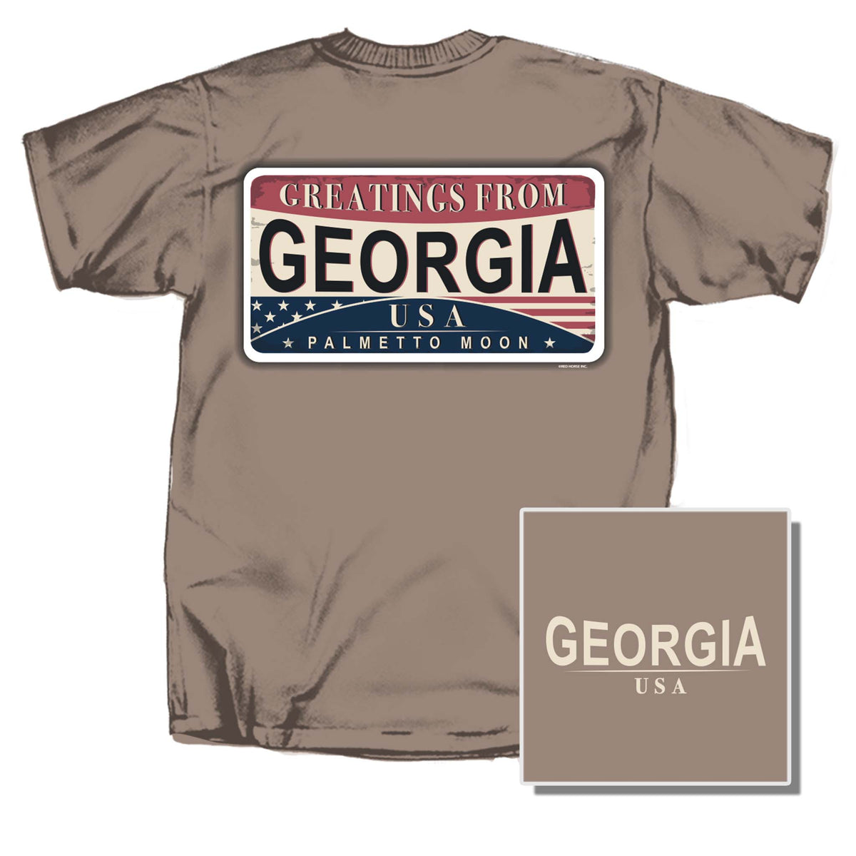 Palmetto Moon GA Plate Short Sleeve T-Shirt in Brown Savana