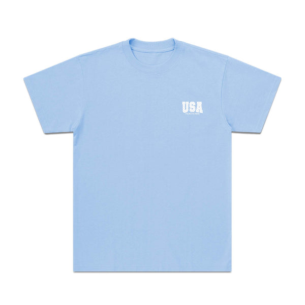 Youth Star Filled USA Short Sleeve T-Shirt in Light Blue