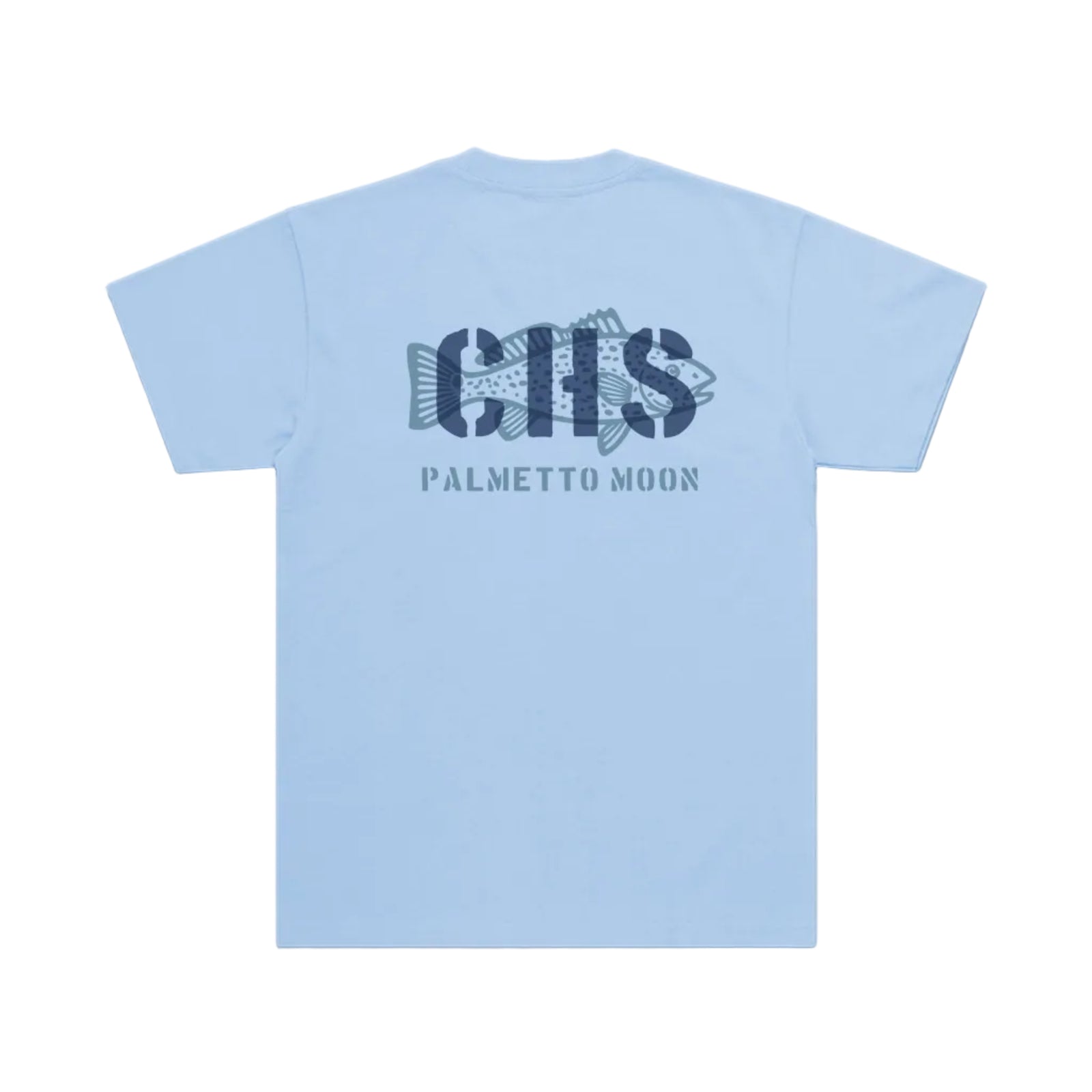 Youth Red Fish Stamp Short Sleeve T-Shirt in Light Blue