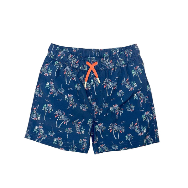 Youth Navy Palms Swim Trunks