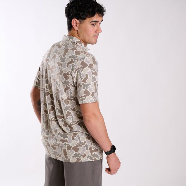 Grey and Tan Camo Polo