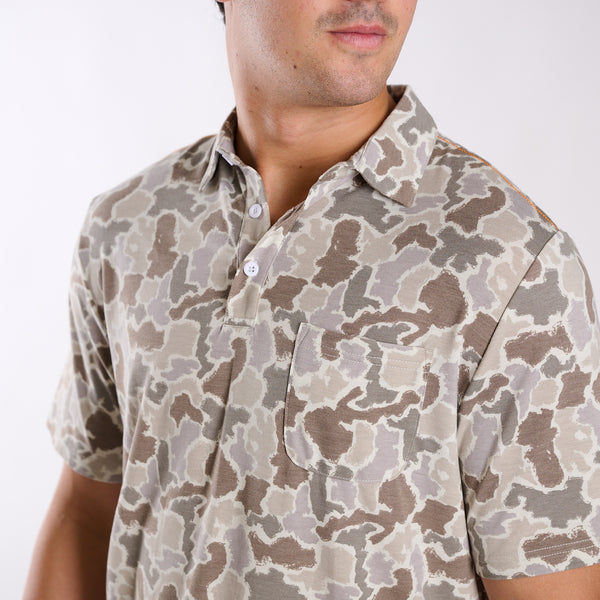 Grey and Tan Camo Polo