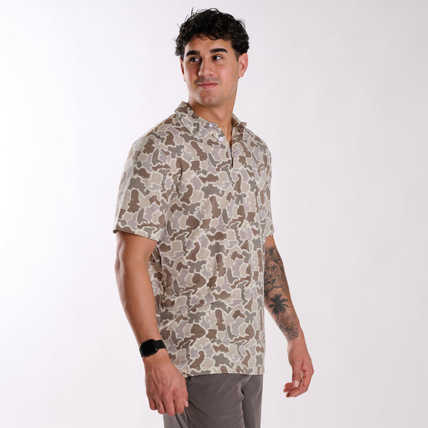 Grey and Tan Camo Polo