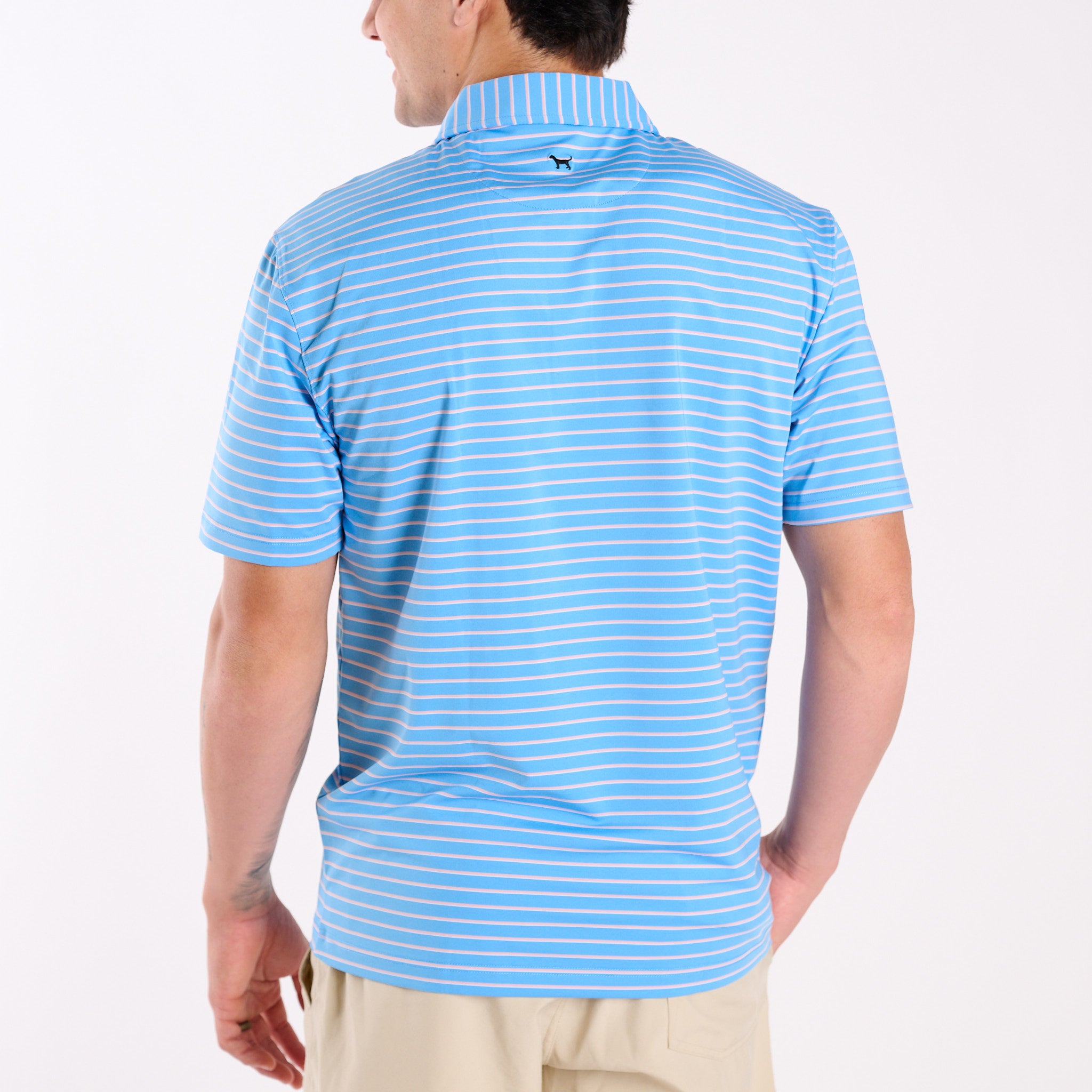 Simply Southern Men's Striped UPF Polo in Light Blue | Palmetto Moon