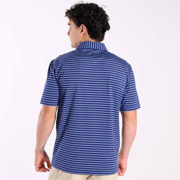 Men's Striped UPF Polo in Navy