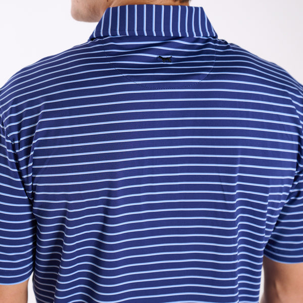 Men's Striped UPF Polo in Navy