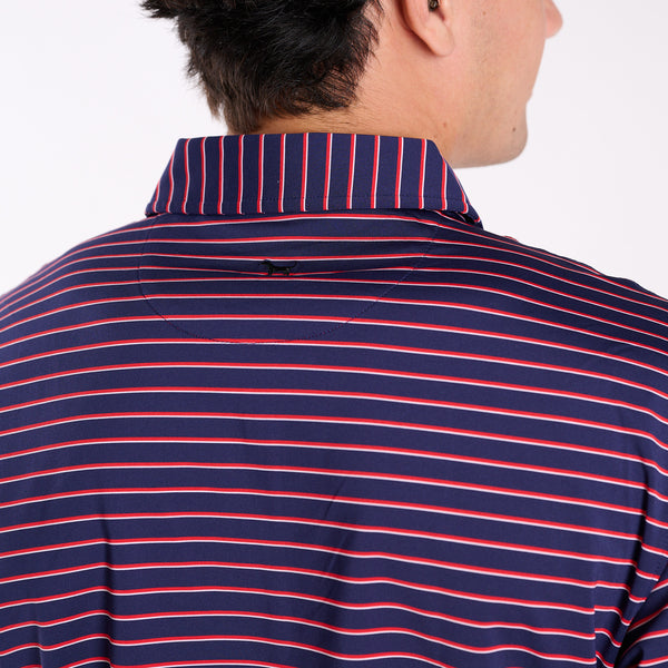 Men's Striped UPF Polo in Red