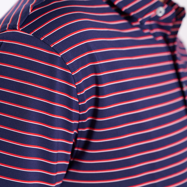Men's Striped UPF Polo in Red