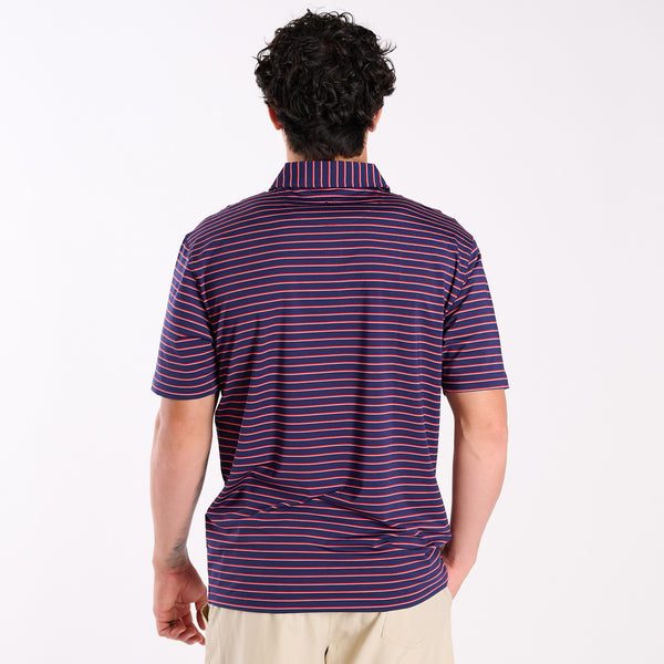 Men's Striped UPF Polo in Red