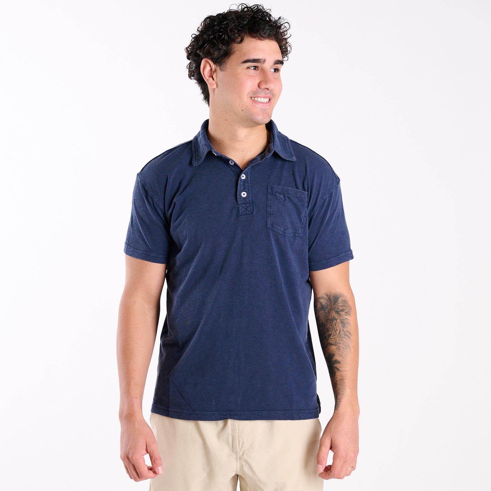 Men's Seaside Washed Polo in Navy
