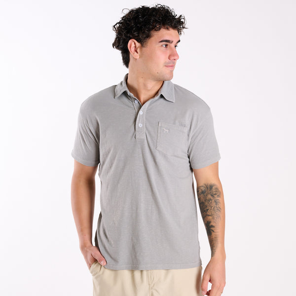 Men's Seaside Washed Polo in Silver