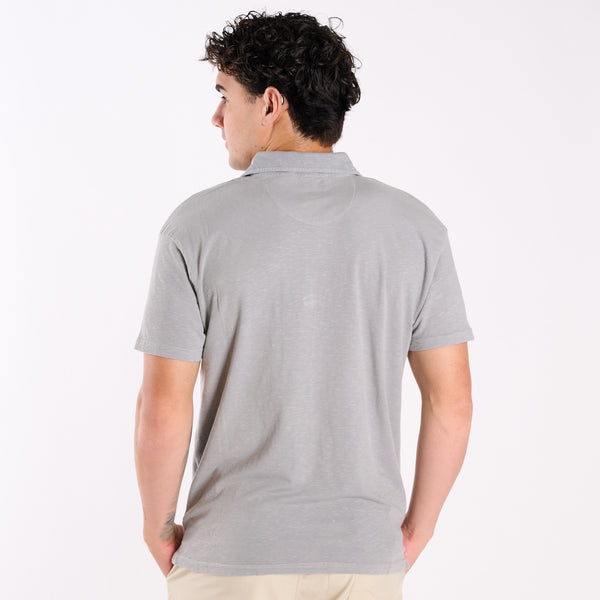 Men's Seaside Washed Polo in Silver