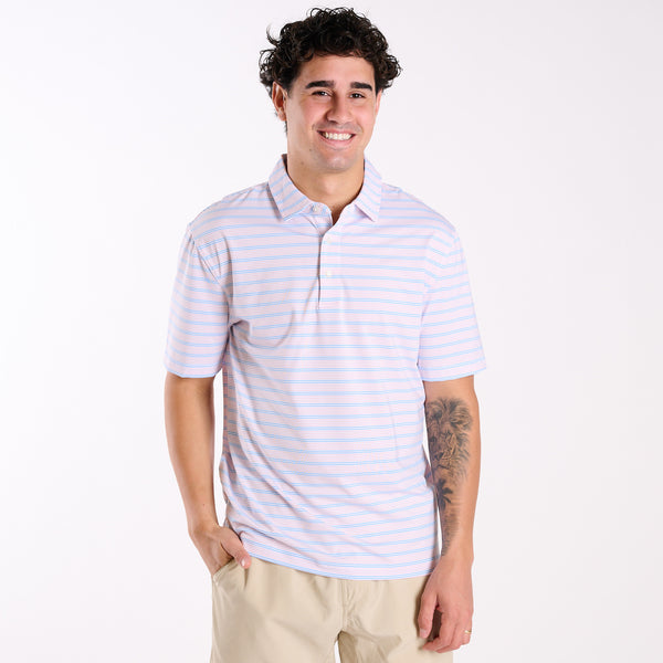 Men's Blue Striped UPF Polo