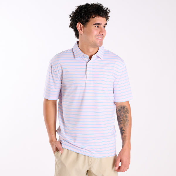 Men's Blue Striped UPF Polo