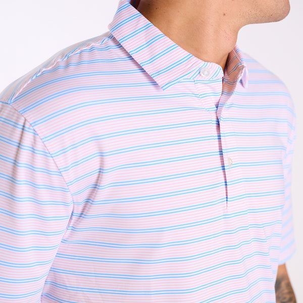 Men's Blue Striped UPF Polo