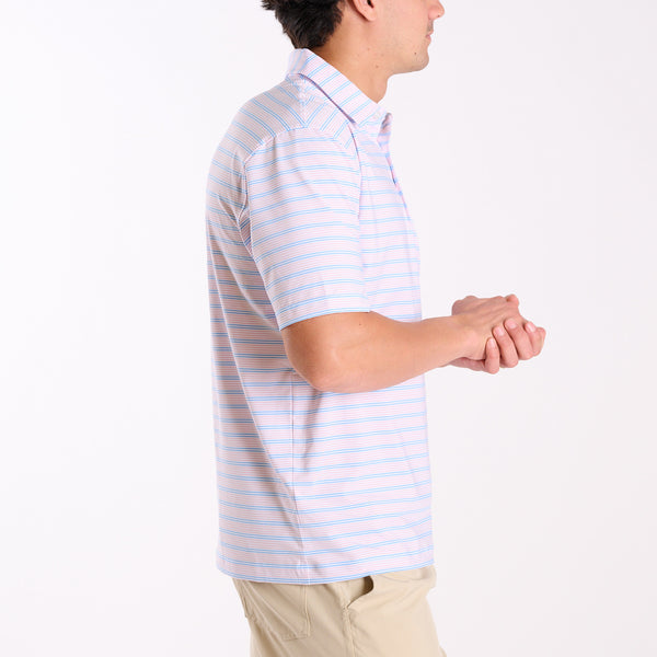 Men's Blue Striped UPF Polo
