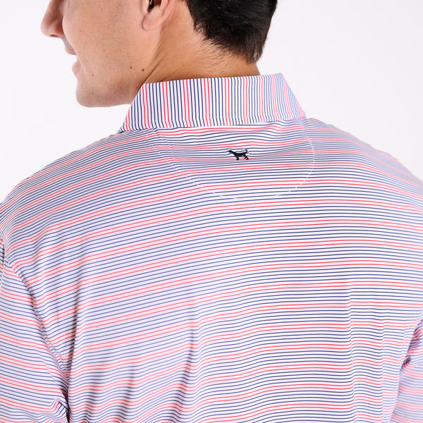 Men's Red and Blue Striped UPF Polo