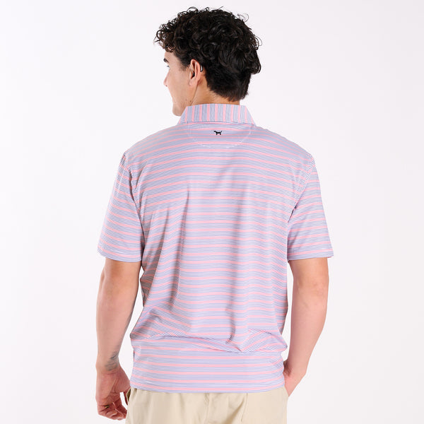Men's Red and Blue Striped UPF Polo