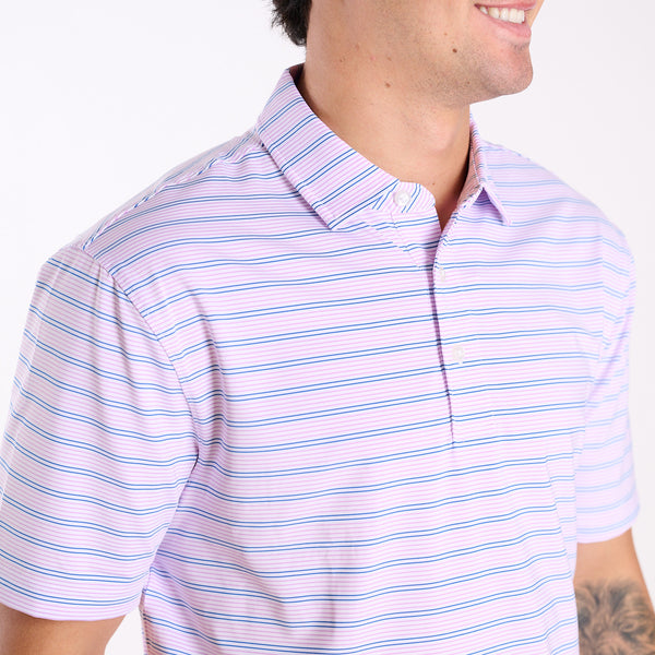 Men's Purple and Blue Striped UPF Polo
