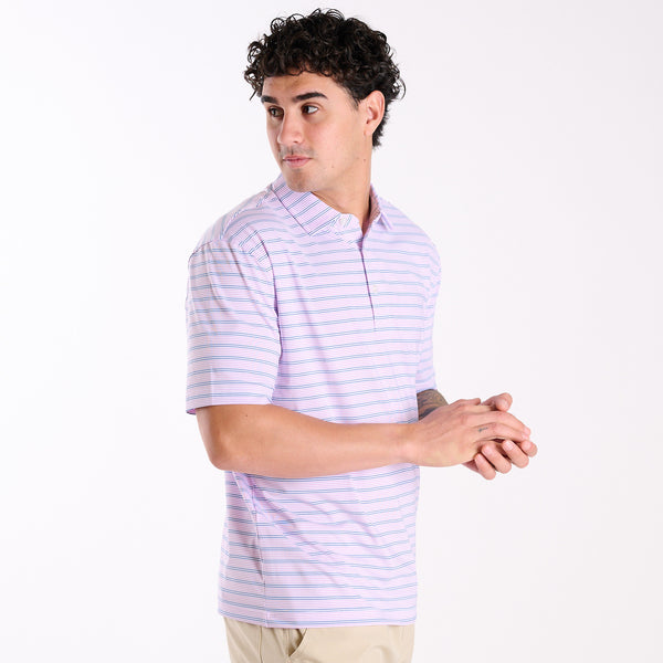 Men's Purple and Blue Striped UPF Polo