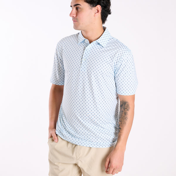 Men's Water Dude Printed Anchor Polo