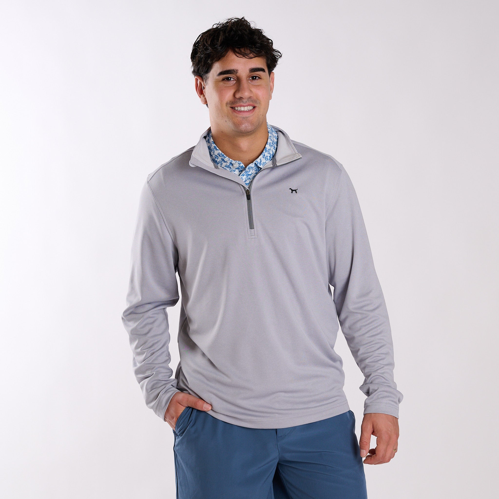 マアム　CD.トレーナー Simply Southern Quarter Zip Pullover in Granite | Palmetto Moon