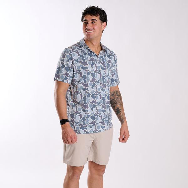 Button Drawstring Waist Shorts in Beige