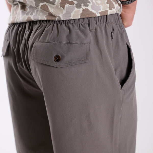 Button Drawstring Waist Shorts in Grey