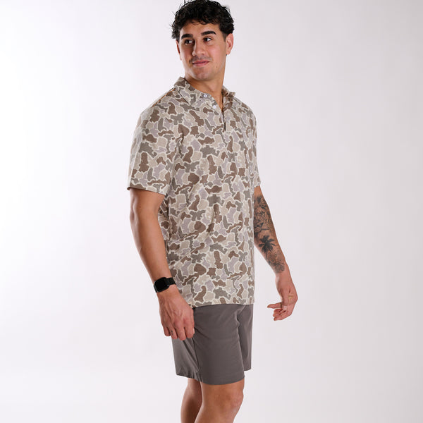 Button Drawstring Waist Shorts in Grey