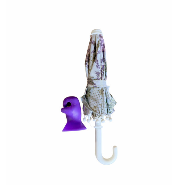 Decorative umbrella with a floral pattern on a white background