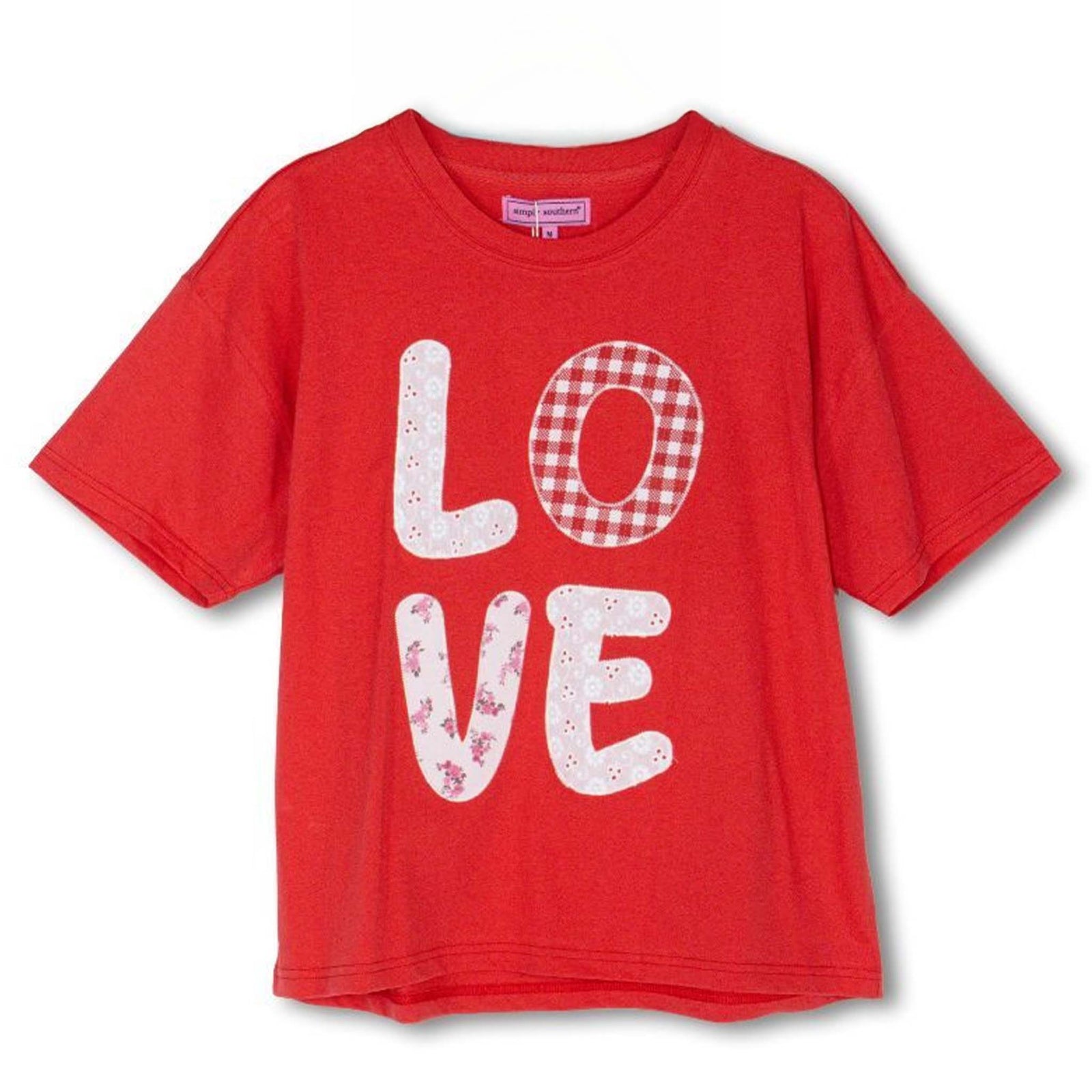 Simply Southern Love Patch Short Sleeve T-Shirt in Red