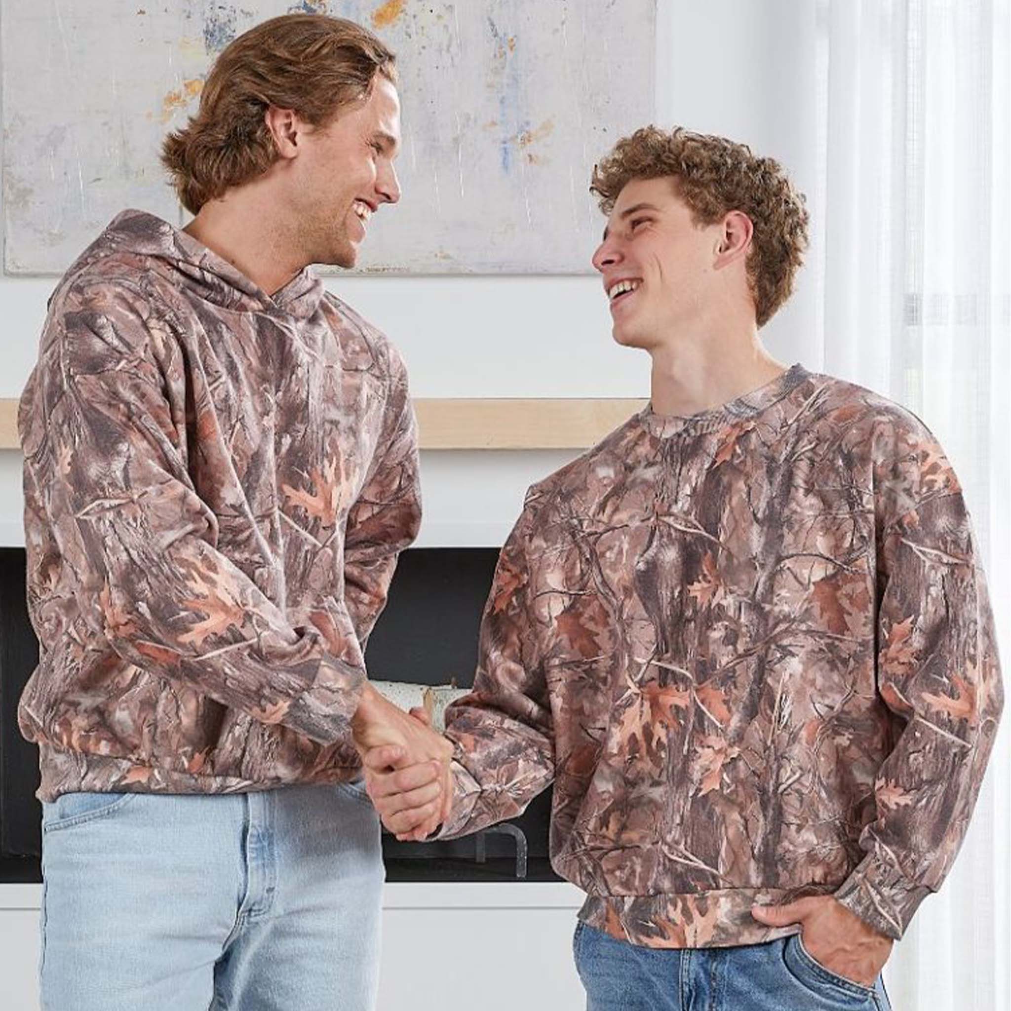 Men's Crewneck Sweatshirt Washed Camo