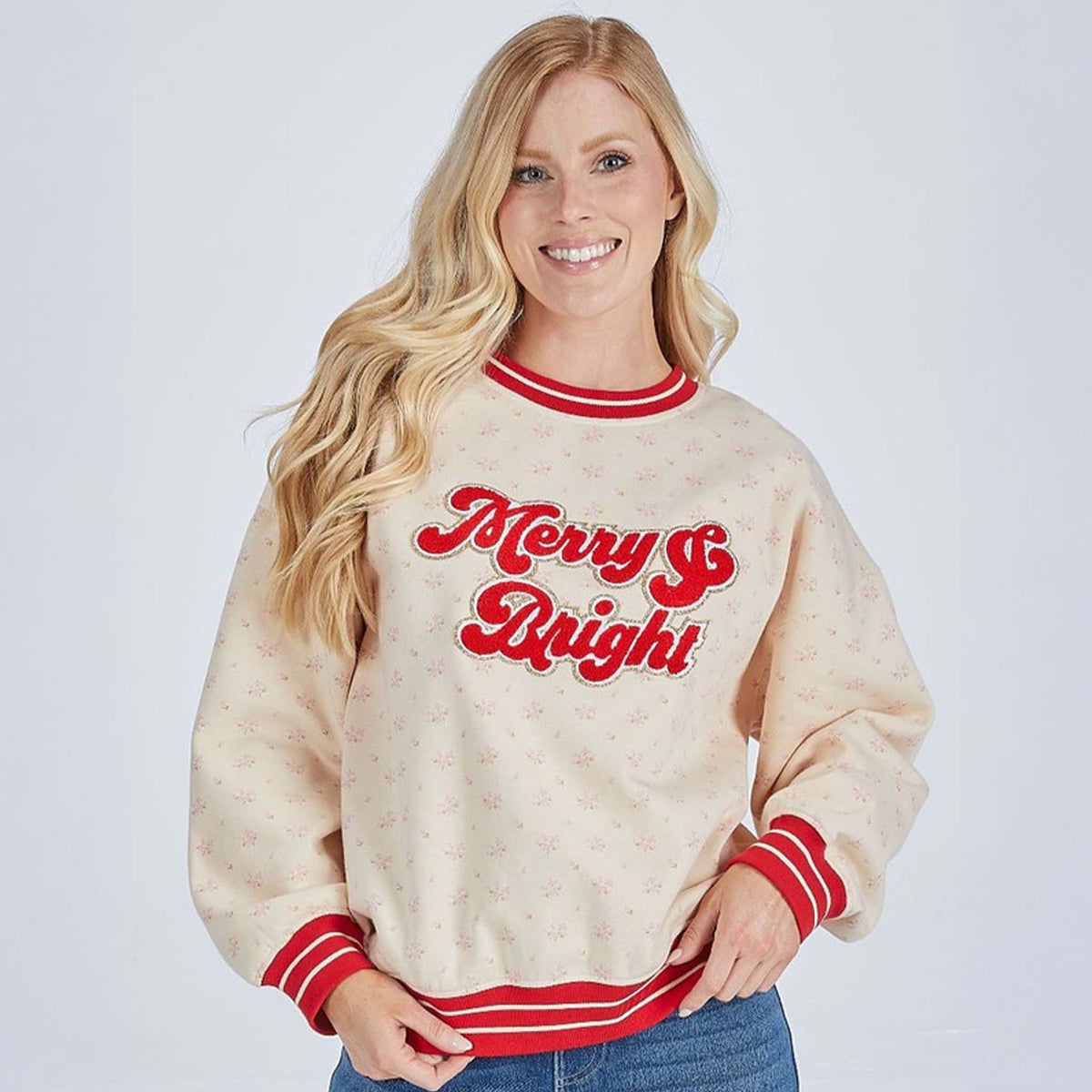 Merry and Bright Floral Crewneck Sweatshirt