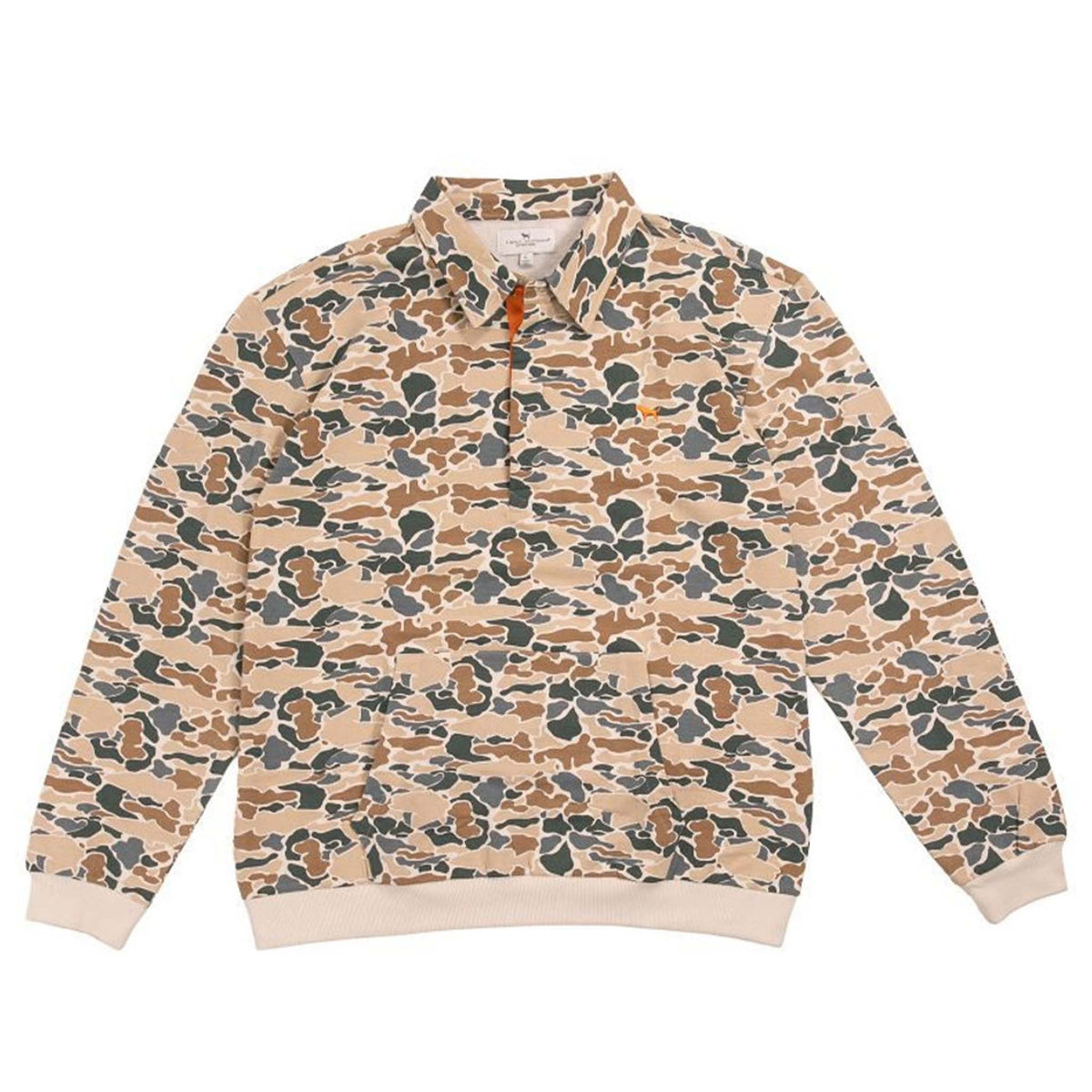 Men's Camo Collared Pullover by simply southern flat lay on white background